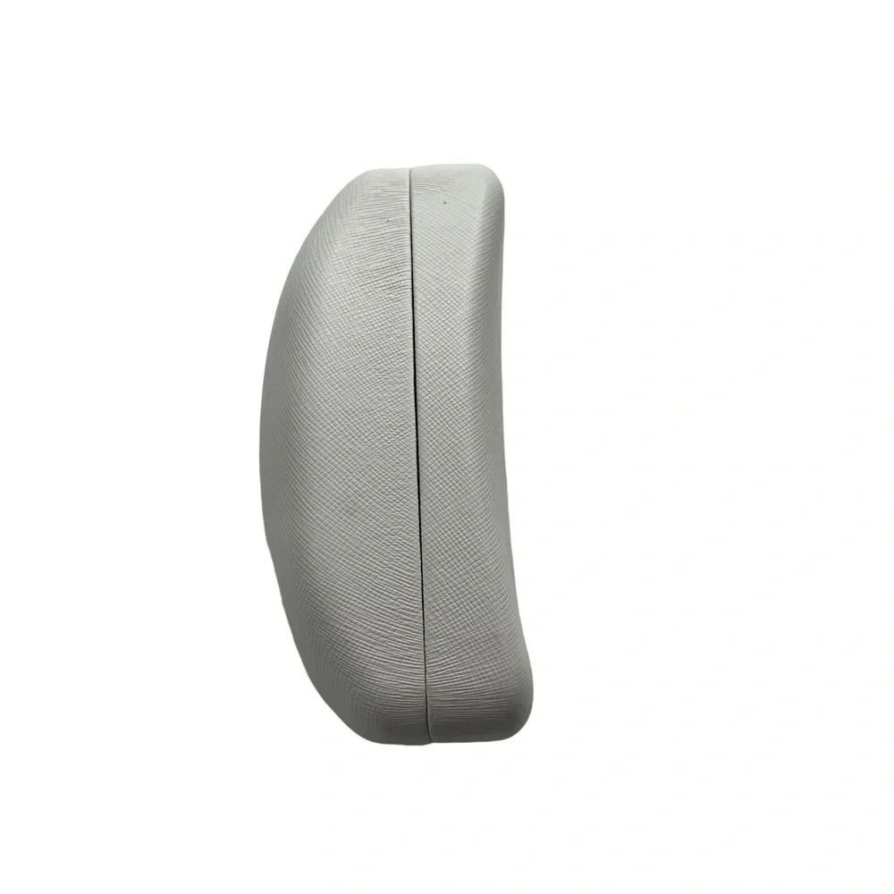Michael Kors White Leather Hard Clam Shell Dome Sunglasses Case With Silver Logo